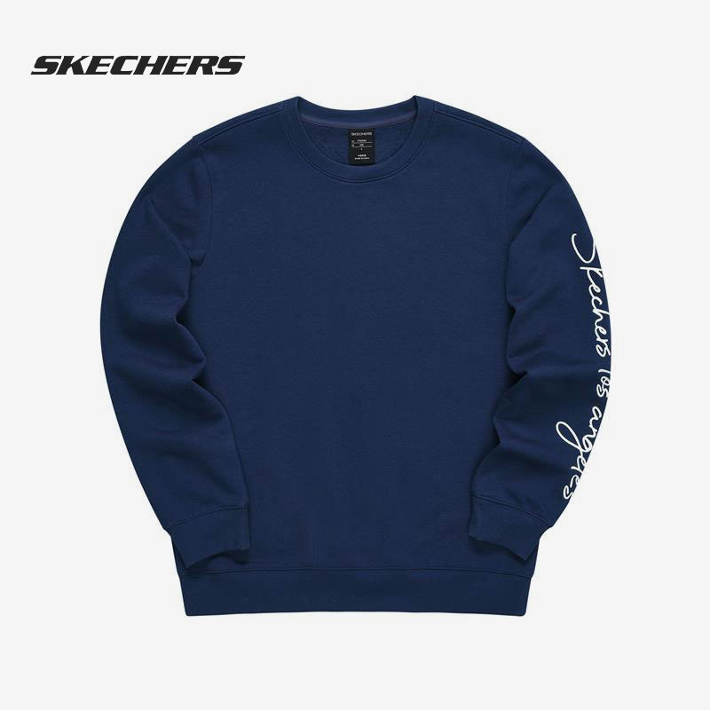 Skechers/斯凯奇正品2021新款男子针织休闲运动时尚套头卫衣