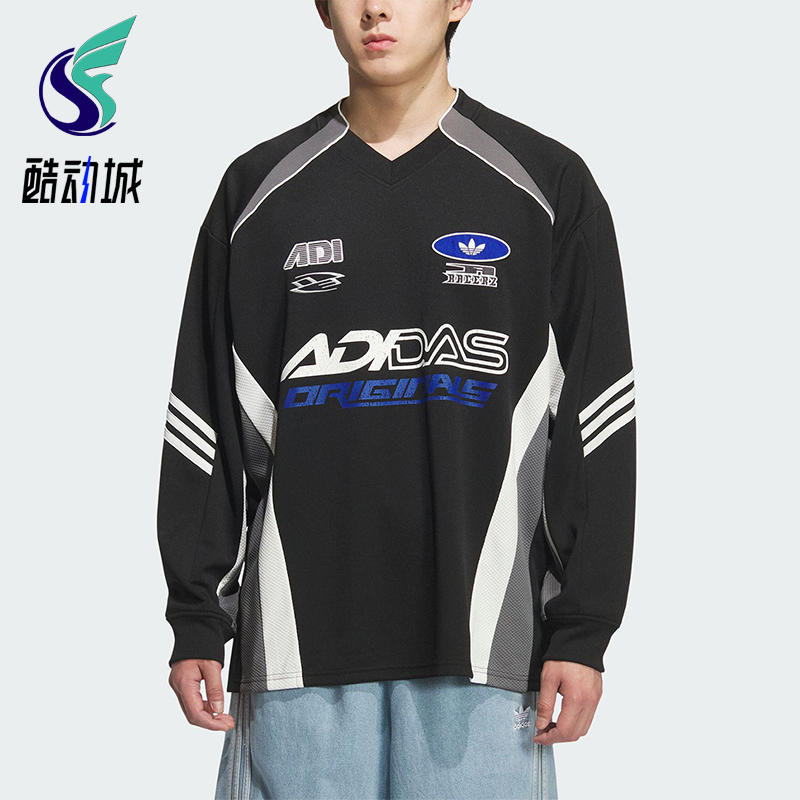 Adidas/阿迪达斯正品三叶草男士运动宽松赛车风印花长袖KF5155