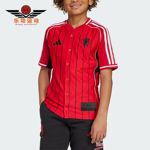 运动透气衬衫 MANCHESTER大童条纹美式 JN2908 阿迪达斯正品 Adidas