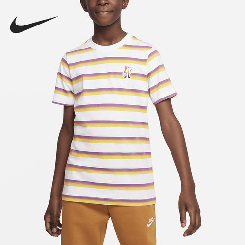 Nike/耐克正品2023夏季新款大童条纹运动T恤短袖FD0843-100