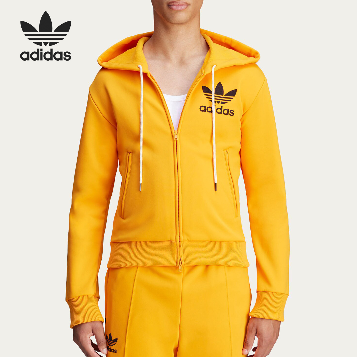 Adidas/阿迪达斯正品三叶草男女同款抽绳运动针织卫衣JJ2938