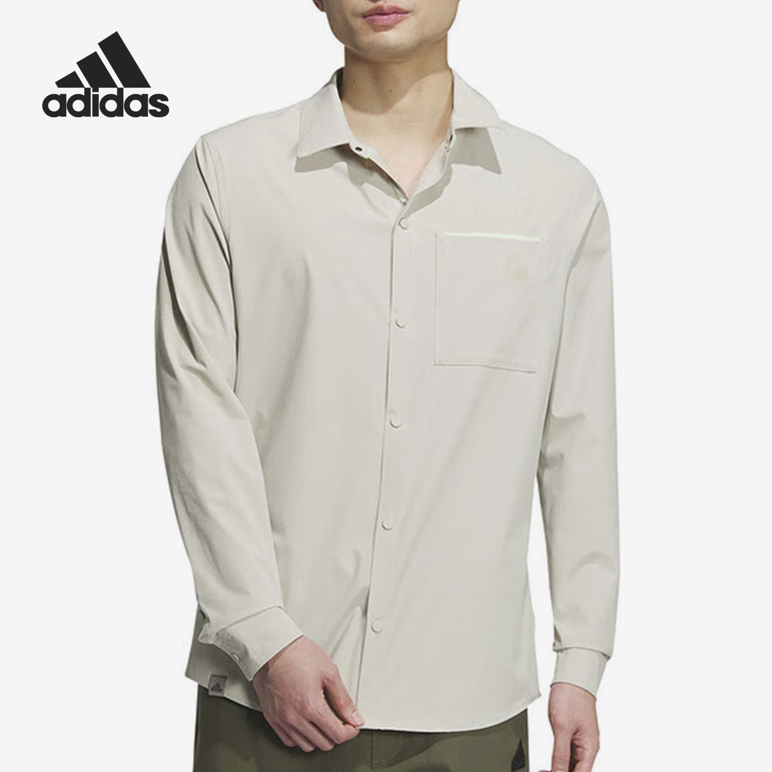 Adidas/阿迪达斯正品2024新款男士休闲翻领长袖衬衫JE8598