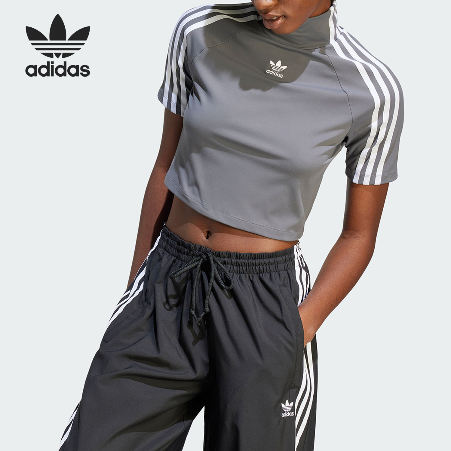 Adidas/阿迪达斯正品三叶草女子针织紧身运动短袖T恤IV9322