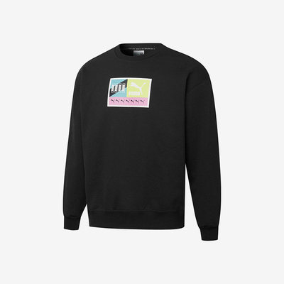 Puma/彪马正品20212男子运动休闲圆领印花套头卫衣535326-01