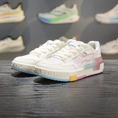 李宁正品SKATE 80S 2男女大童减震耐磨回弹运动低帮板鞋YKCW018-4