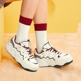 休闲鞋 圣诞女子耐磨厚底缓震回弹经典 AGCV346 奶酪3.0 李宁正品