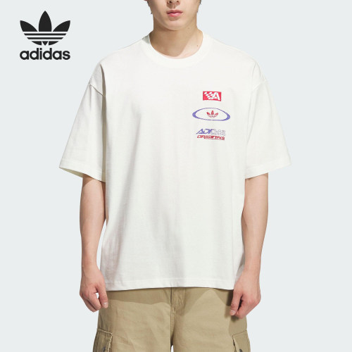 Adidas/阿迪达斯正品三叶草男士运动平纹针织赛车耐穿短袖KH1198