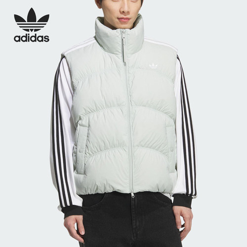 Adidas/阿迪达斯正品三叶草男女运动拉链保暖羽绒背心马甲KS8492