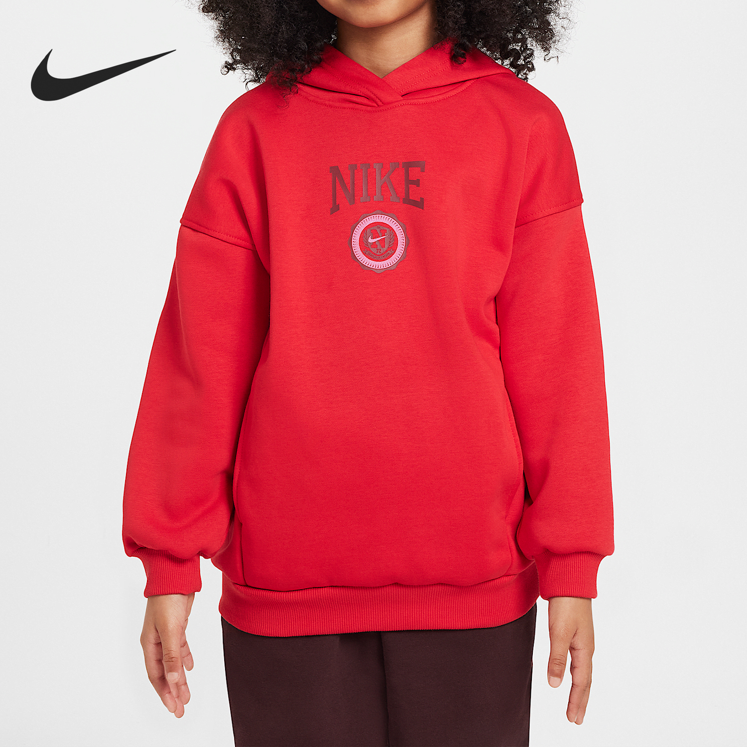 Nike/耐克正品Club Fleece大童宽松连帽卫衣套头衫HJ3371-657