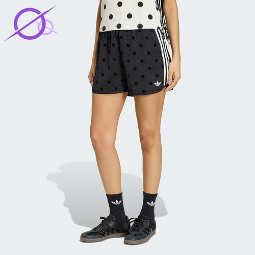 Adidas/阿迪达斯正品三叶草女士经典复古风波点运动短裤KV1172
