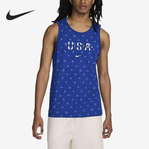 Nike/耐克正品男士圆领套头字母logo印花背心T恤FN0879-417