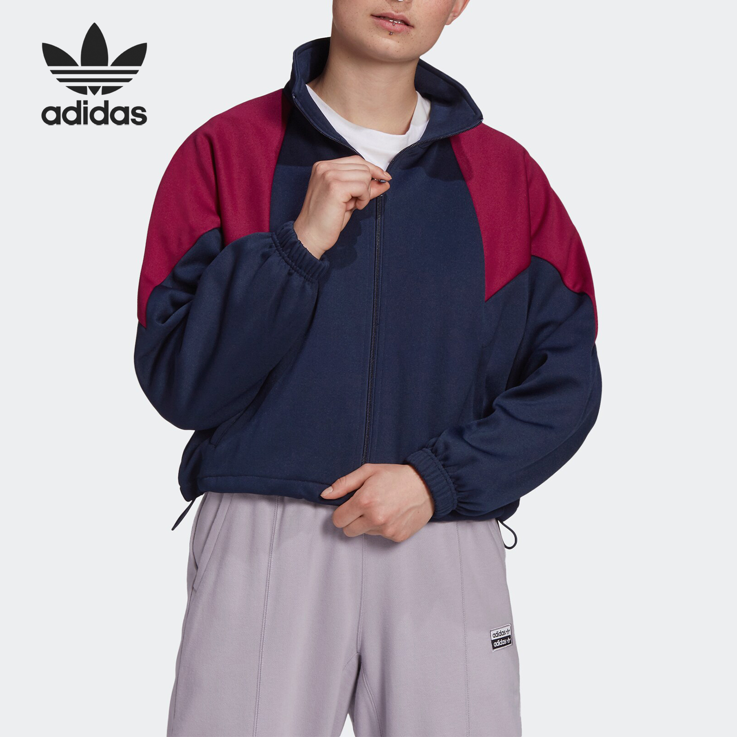 Adidas/阿迪达斯正品LRG LOGO TT休闲拼式宽松女款运动外套GD2383