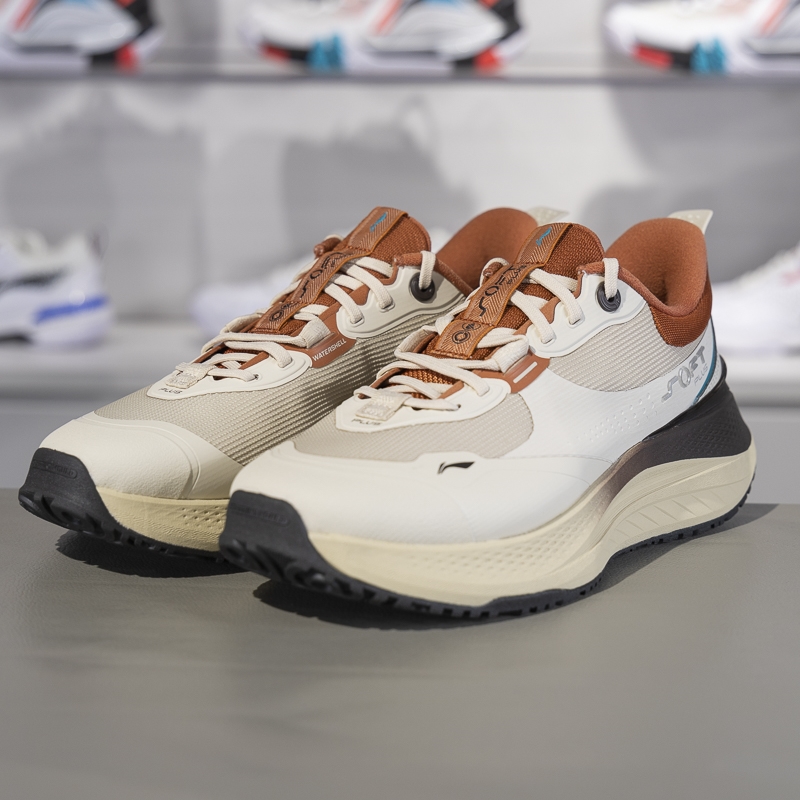 李宁正品SOFT PLUS男子潮流轻质回弹厚底耐磨运动休闲鞋AGLU087-5