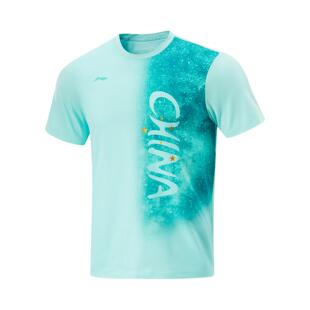 李宁正品乒乓球系列男女同款吸汗舒适圆领运动短袖文化衫AHSV615