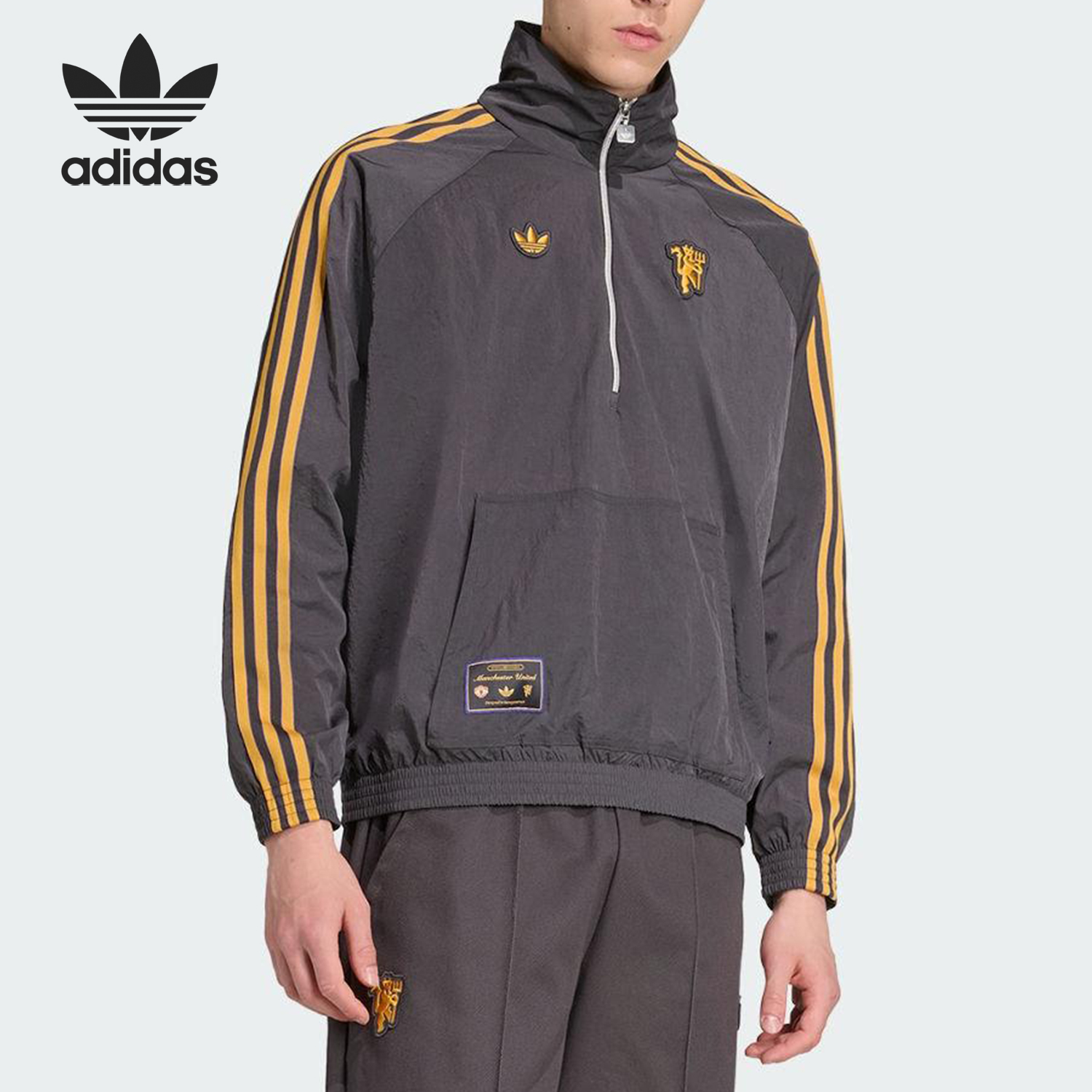 Adidas/阿迪达斯正品三叶草男士宽松梭织足球运动套头衫JN2825