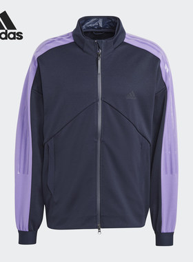 Adidas/阿迪达斯正品新款男黑紫色复古立领经典夹克外套HY4139