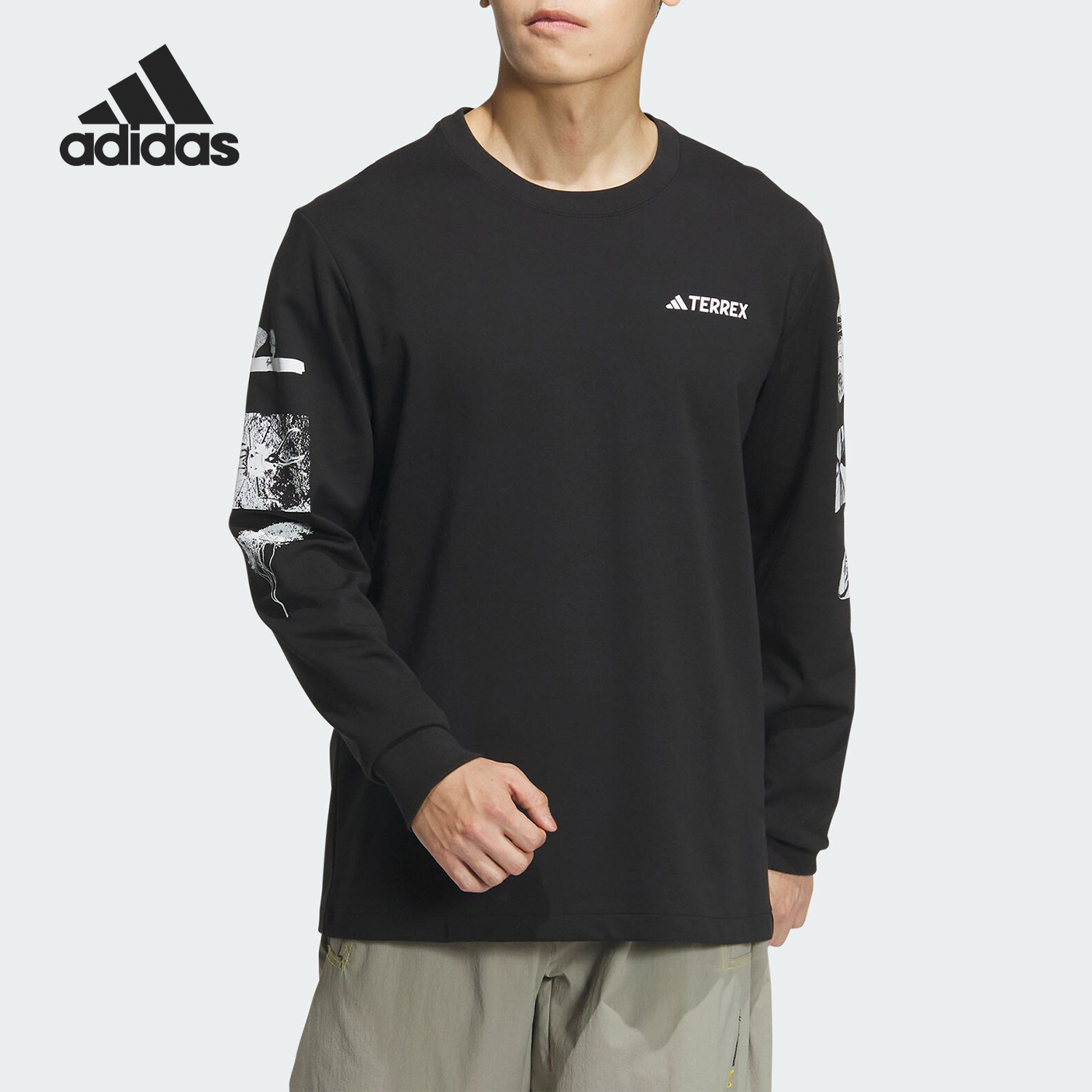 Adidas/阿迪达斯正品NATGEO LS TEE 男士户外长袖T恤IS9510