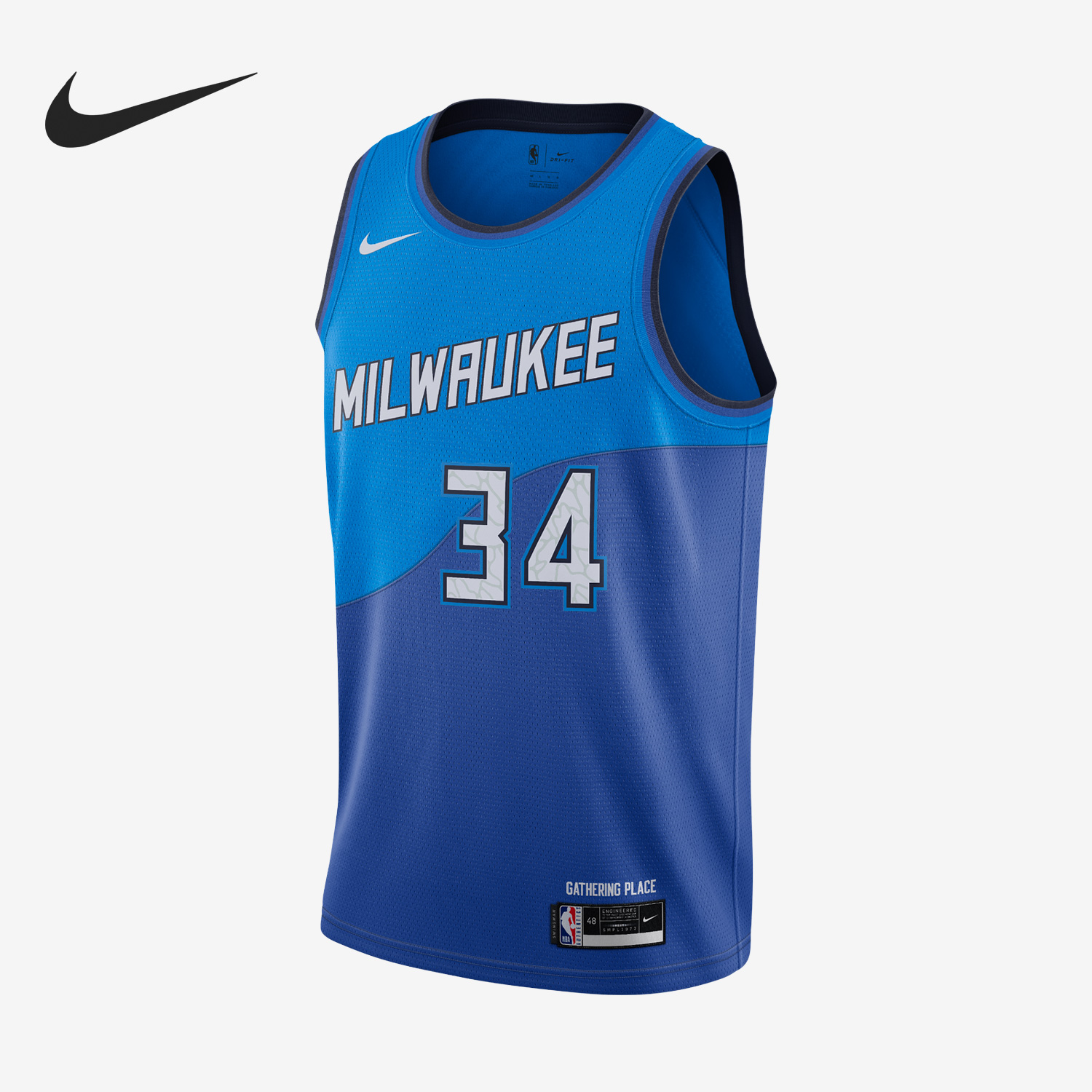 Nike/耐克正品密尔沃基雄鹿队男子球迷版球衣背心CN1743-408