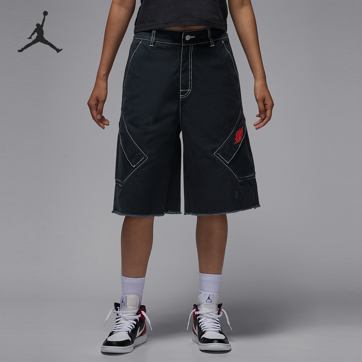 Nike/耐克正品JORDAN女士宽松梭织中腰休闲短裤IH2535-010