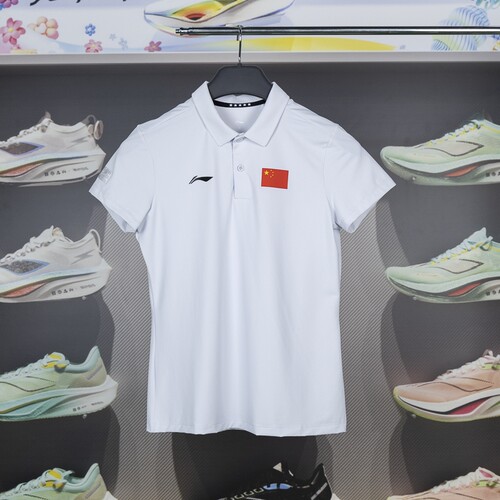 李宁正品2024新款女子商务国家队针织轻盈短袖POLO衫APLU076-3