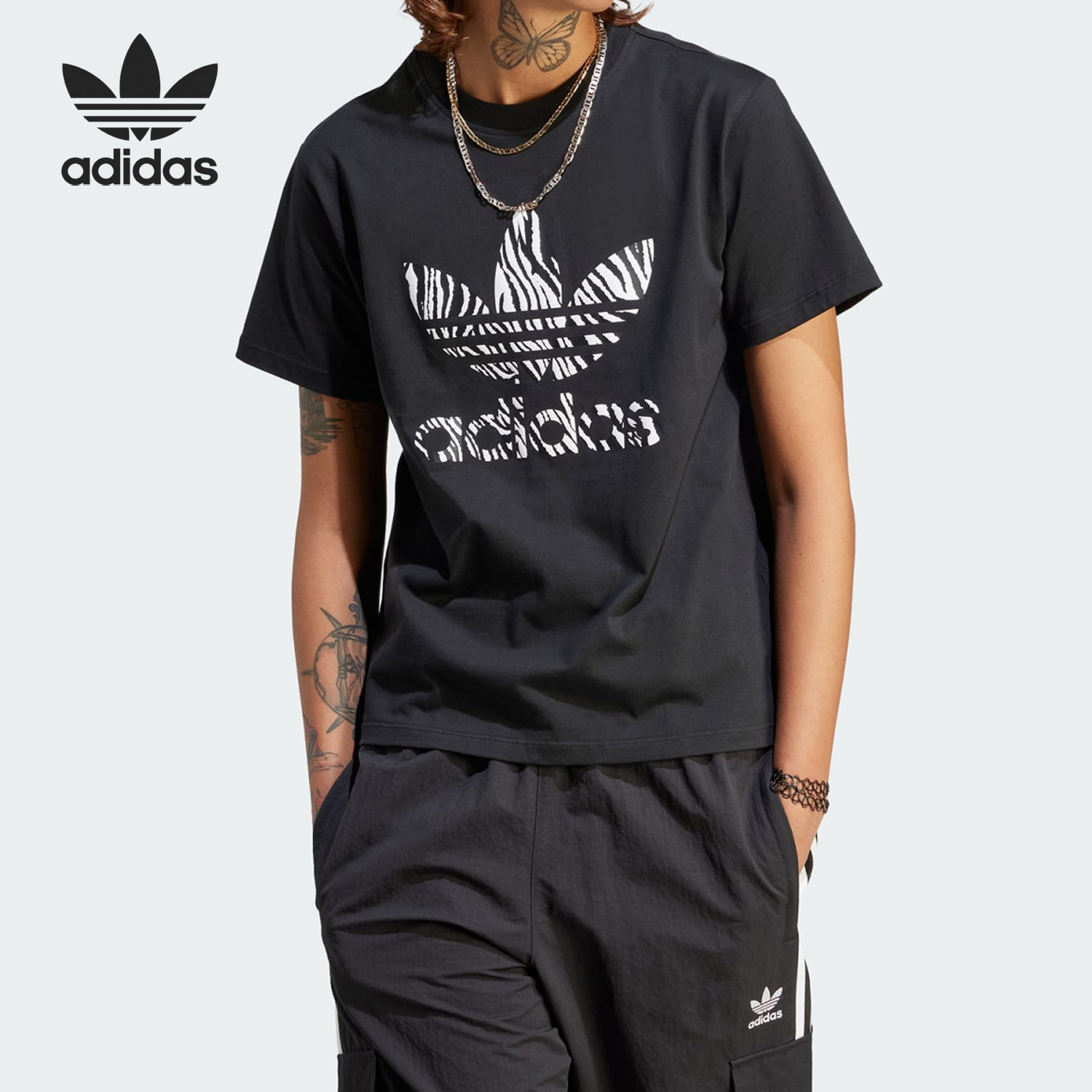Adidas/阿迪达斯正品三叶草女子运动休闲圆领短袖T恤II0911