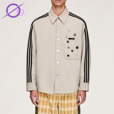 Adidas/阿迪达斯正品三叶草男女休闲长袖宽松条纹运动衬衫KC3141