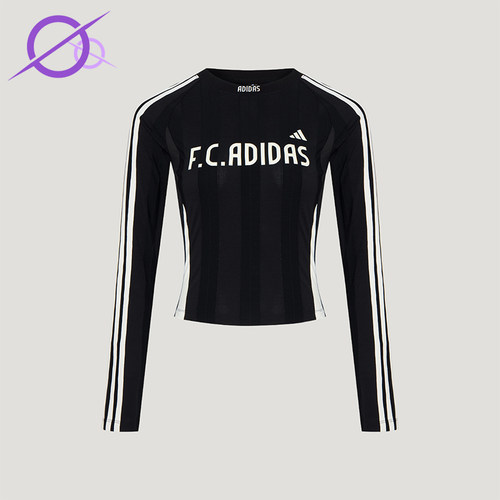 Adidas/阿迪达斯正品女士休闲修身条纹套头运动长袖T恤KZ4169