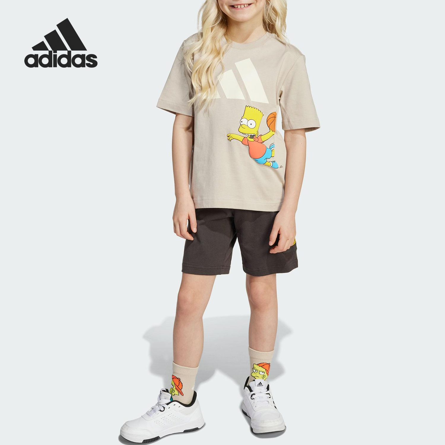 Adidas/阿迪达斯正品2025夏季款小童针织运动图案套装JL9196