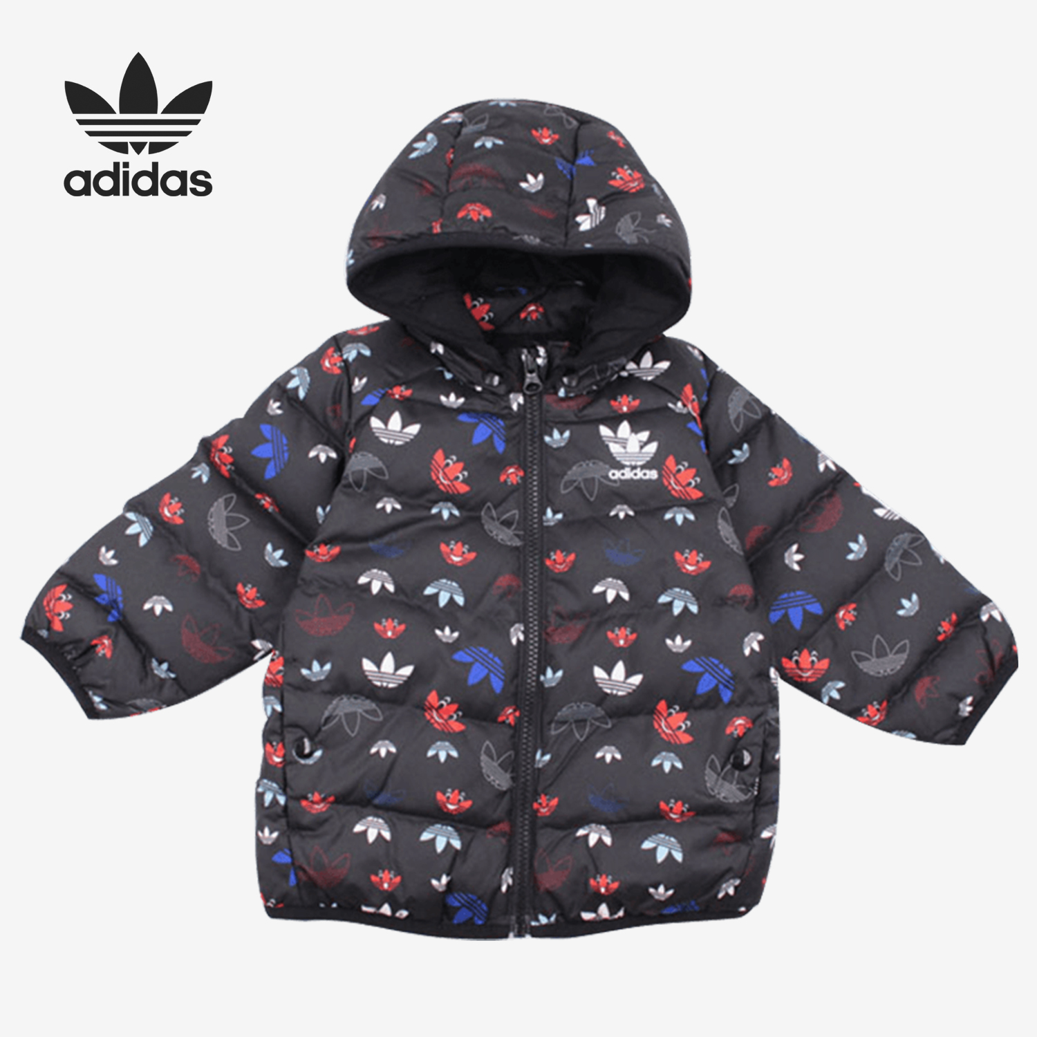 Adidas/阿迪达斯正品婴幼童三叶草印花保暖运动羽绒服GD2886