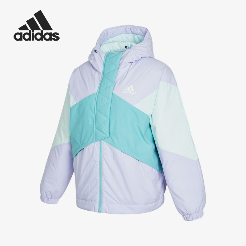 Adidas/阿迪达斯正品时尚潮流撞色女子保暖连帽羽绒服GT6546