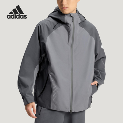 Adidas/阿迪达斯正品2025冬季款男士日常连帽拼接运动外套KH0504