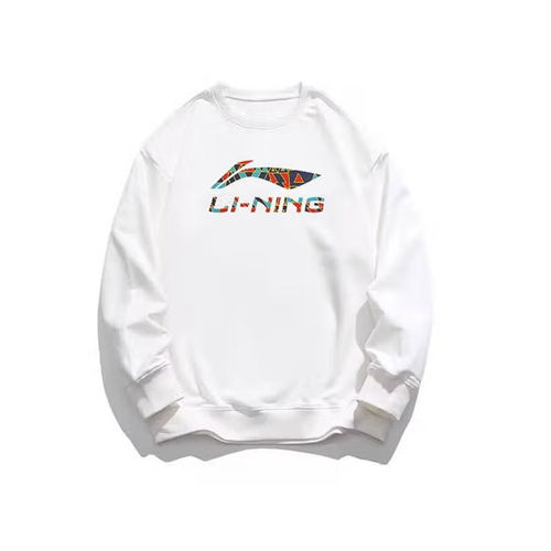 李宁正品男子logo字母印花时尚休闲加绒厚款圆领卫衣YWDV391-1