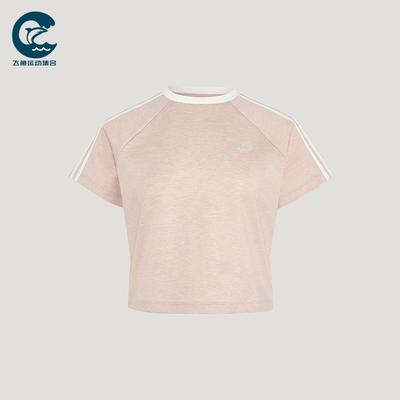 Adidas/阿迪达斯正品三叶草女士针织短款时尚修身日常T恤KY8480