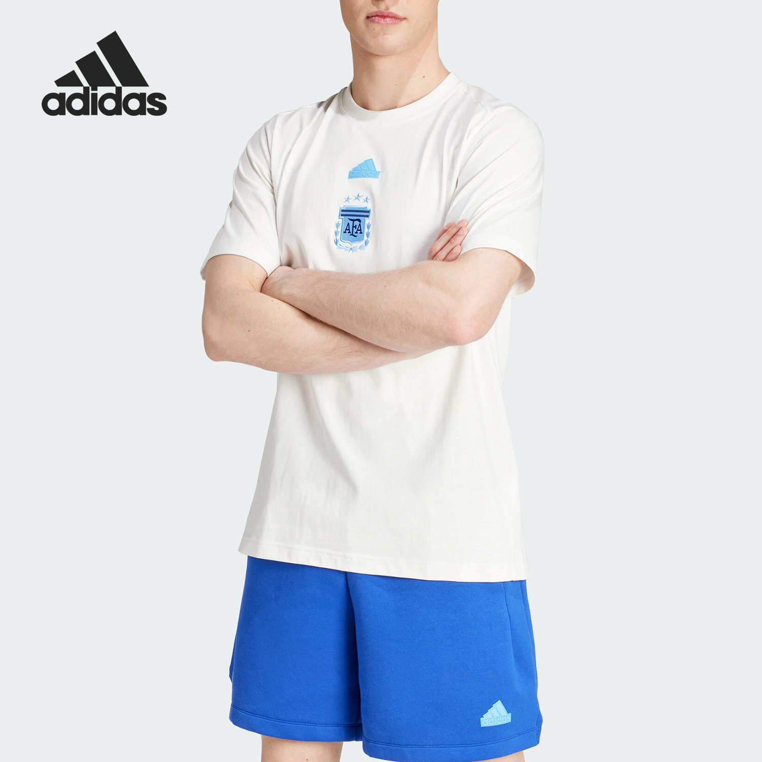 Adidas/阿迪达斯正品阿根廷队男士足球运动针织短袖T恤IU2151