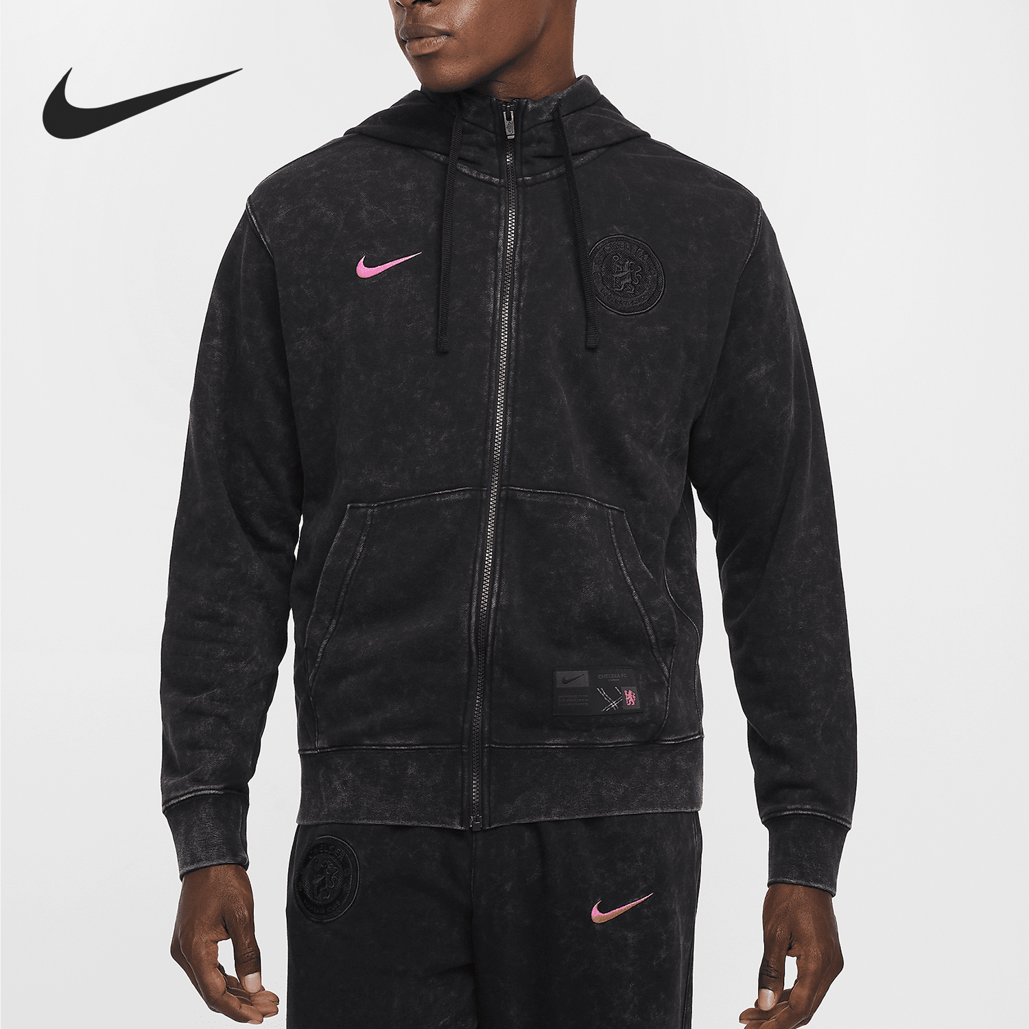 耐克男士连帽足球全长拉链外套