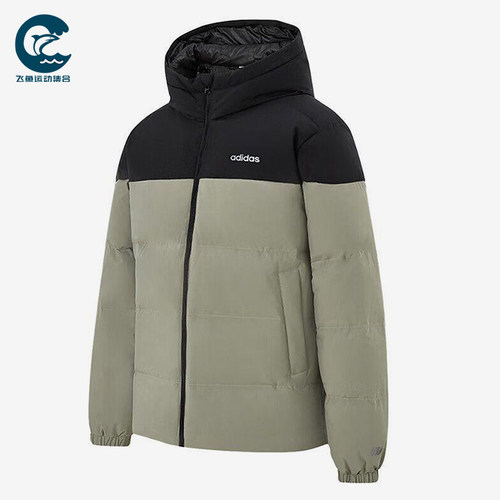 Adidas/阿迪达斯正品2025冬季款男士休闲连帽拼接羽绒服KC2155