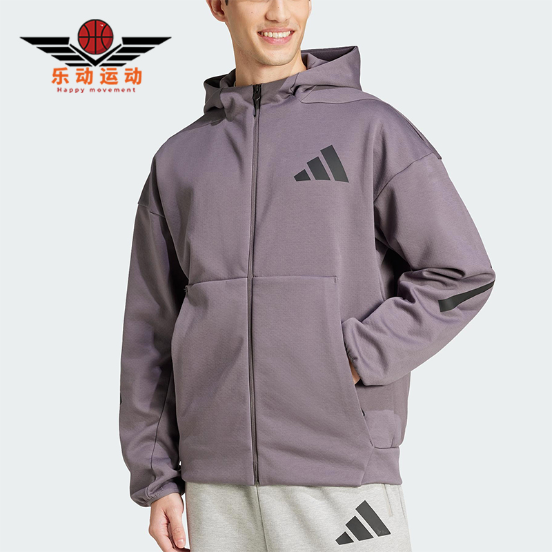 Adidas/阿迪达斯正品2025春季男士经典针织连帽运动外套JD2911