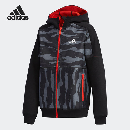Adidas/阿迪达斯正品新款男孩大童两面穿连帽休闲夹克外套 DW4087