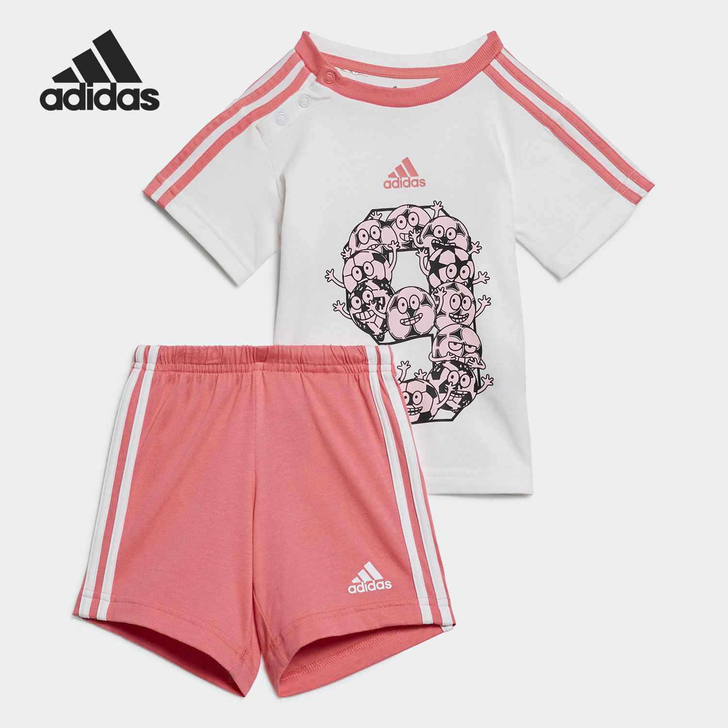 Adidas/阿迪达斯正品当季新款2件套婴童短袖运动套装GM8968