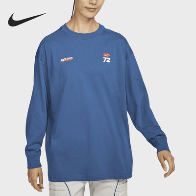 耐克女士印花圆领宽松长袖T恤