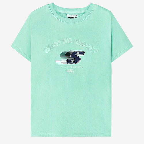 Skechers斯凯奇正品缤纷休闲儿童套头圆领短袖T恤L225K073-011N