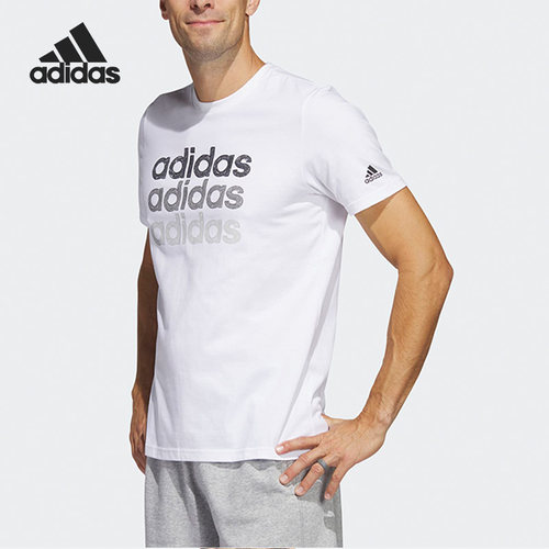 Adidas/阿迪达斯正品新款男子字母印花运动短袖T恤HS2522