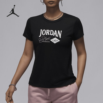 Nike/耐克正品Jordan女士修身透气印花短袖T恤FN5724-010