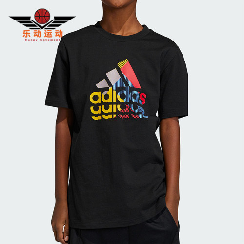 Adidas/阿迪达斯正品夏季儿童图案透气圆领休闲短袖IB9136