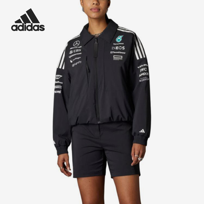 Adidas/阿迪达斯正品2025新款女士赛车翻领夹克外套JX0751