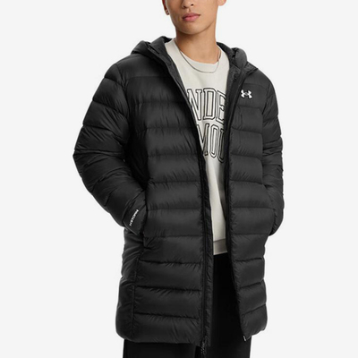 UA/安德玛正品运动休闲男士防寒保暖中长款连帽羽绒服1385839-001