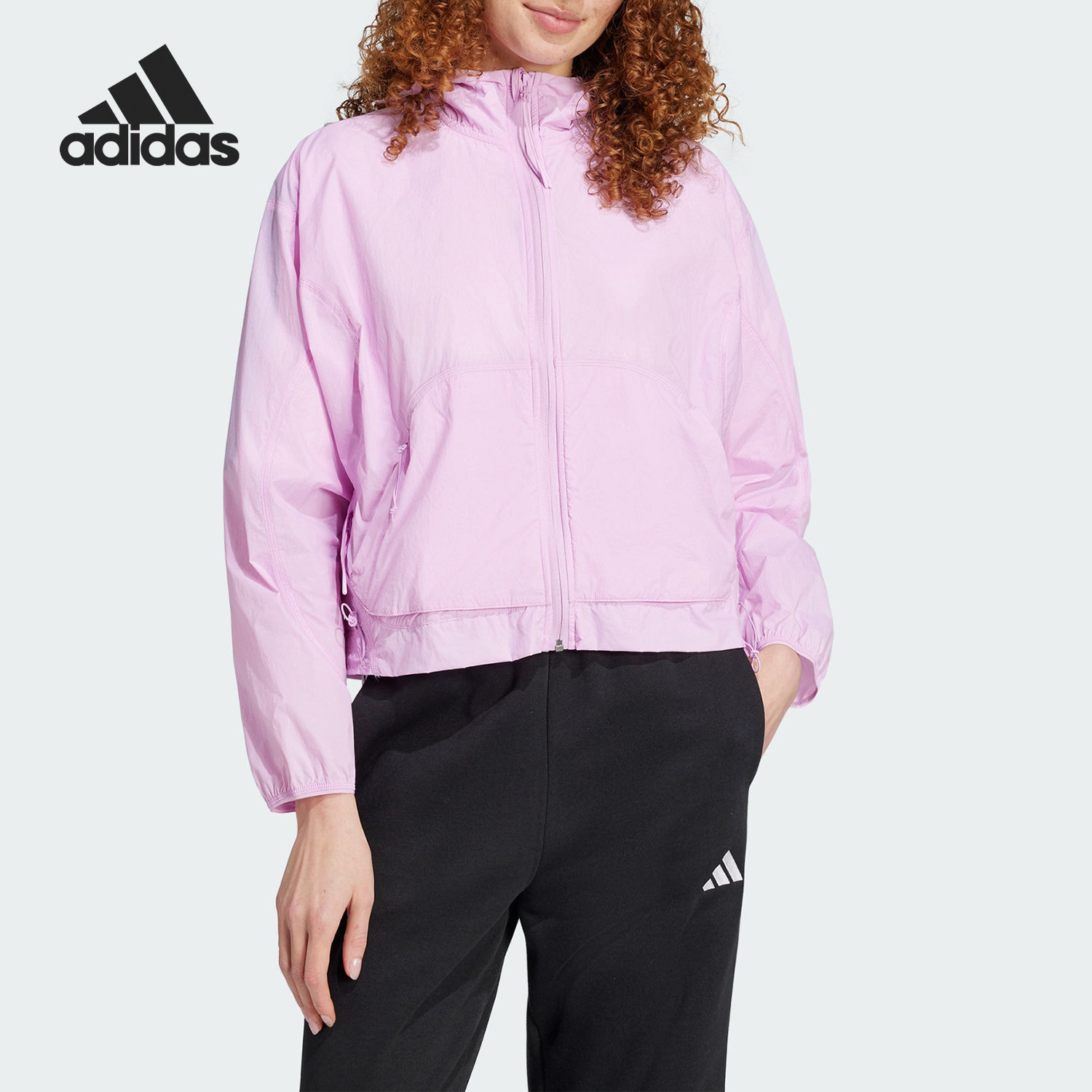 Adidas/阿迪达斯正品CITYESCAPE新款女经典粉色连帽外套JC5824