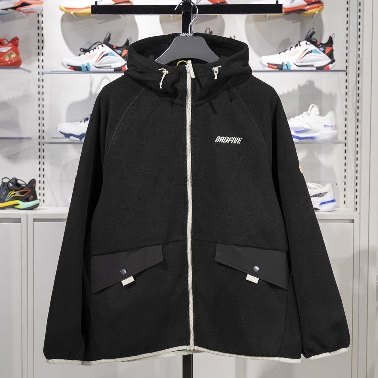 李宁正品反伍篮球系列男子加绒宽松舒适连帽针织外套AFDU499-6