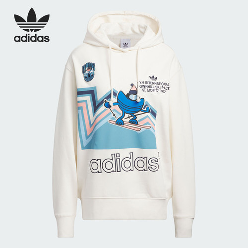 Adidas/阿迪达斯正品三叶草女子时尚印花连帽运动卫衣IT1741