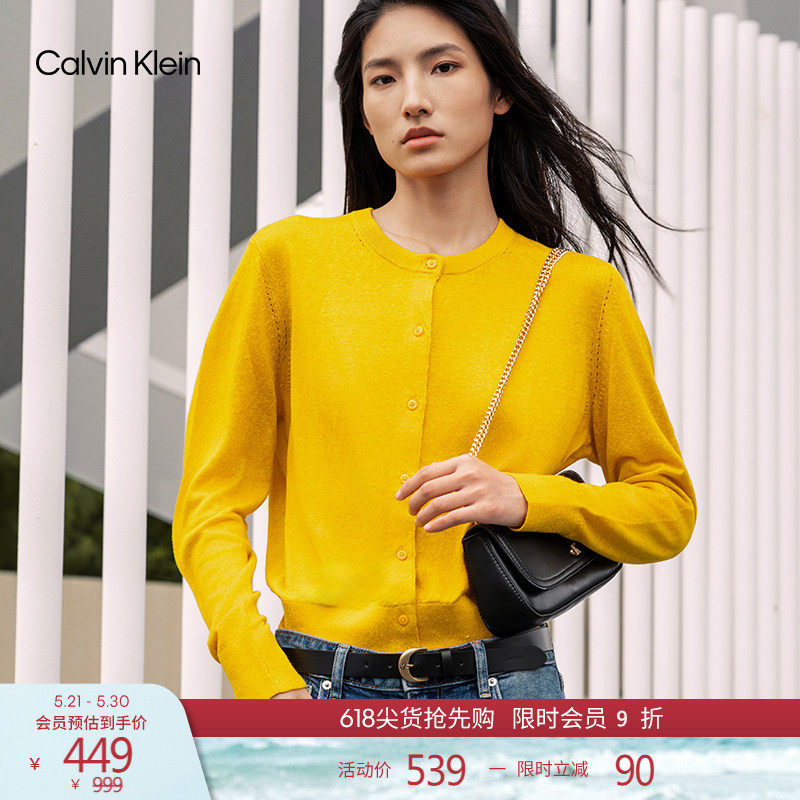 CK Jeans女士复古休闲经典时尚百搭金色针扣式皮革腰带皮带礼